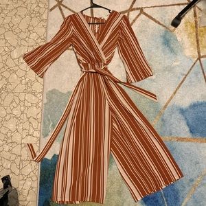 Miami Burnt Orange and Cream Wide Leg Jumpsuit